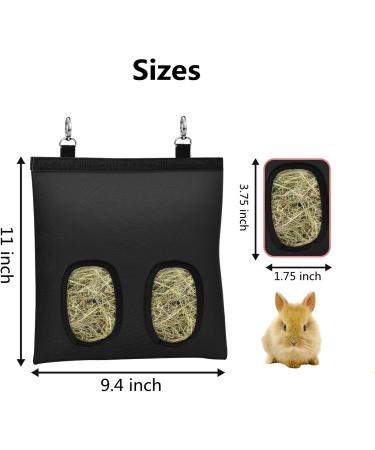Voarge Rabbit Hay Feeder Bag Hanging Feeder Sack Nylon Hanging Hay Pouch Holder Rack Manger Dispenser Feeding Sack Suitable for Guinea Pigs/Chinchillas/Hamsters/Small Hay-eating Pets (Black) - Buy Online on GoSupps.com