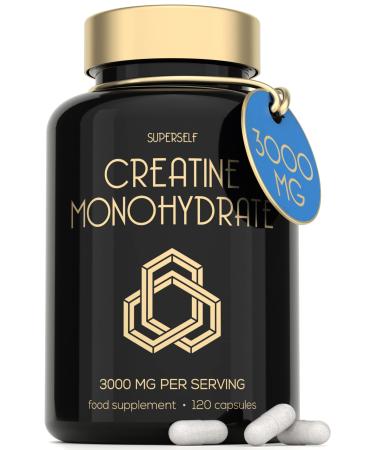 Creatine Monohydrate Tablets 3000mg - Easy to Swallow 120 Creatine Capsules - Vegan Creatine Tablets for Men & Women - Pre Workout Gym Supplement Powder Creatine Pills for Muscle Growth - 30 Servings