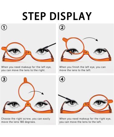 MMOWW Makeup Reading Glasses - Flip-Down Single Lens Rotating Makeup Glasses (Orange 2.0) for Women - Buy Online on GoSupps.com