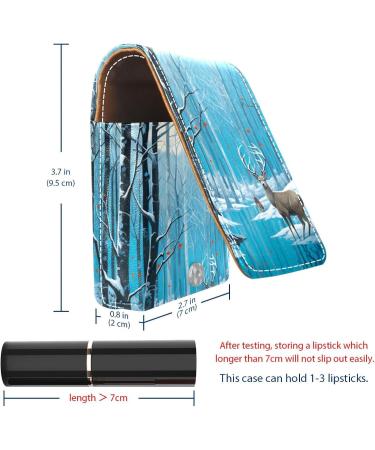 Travel Lipstick Organizer Case | Portable Makeup Bag with Mirror | Winter Forest Deer Design - Perfect for International Shipment - Buy Online on GoSupps.com