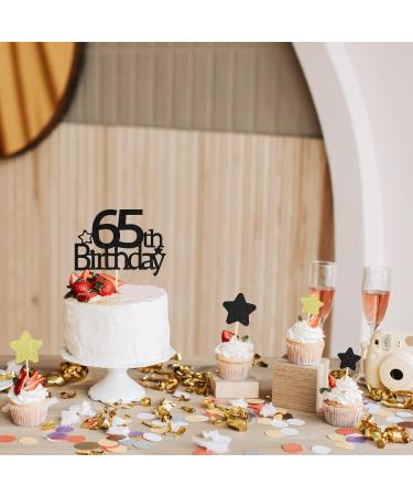 Sotpot Glitter 65th Birthday Cake Decorations 65th Cake Topper Star Cupcake Toppers for Birthday Party Decorations - 9 PCS - Buy Online on GoSupps.com