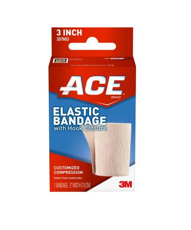 ACE 3 Inch Elastic Bandage with Hook Closure, Beige, No Clips, Great for Elbow, Ankle, Knee and More, 2 Count 3