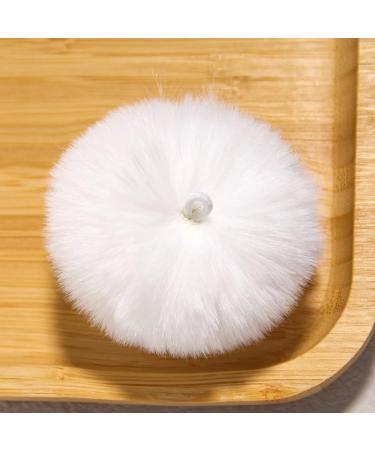 Pack of 6 White 2.8in Fluffy Faux Fur Pompom Balls with Tiny Cord for Hat Shoes Garment Accessories - Buy Online on GoSupps.com