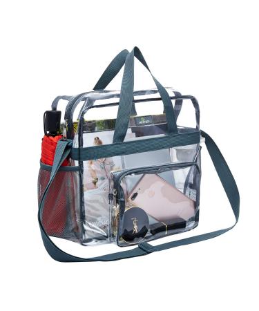 Clear Bag Stadium Approved Transparent Tote Bag and See Through Tote Bag for Work Sports Games and Concerts 12 x12 x6 Grey