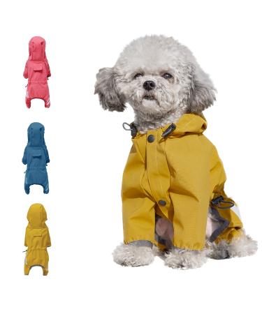 Cosibell Waterproof Puppy Dog Raincoats with Hood for Small Medium Dogs,Poncho with Reflective Strap, Lightweight Jacket with Leash Hole(XL, Yellow) X-Large Yellow