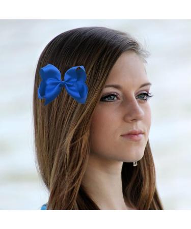 2 Pcs Blue Ribbon Hair Bow Clips Barrettes - Hair Styling Accessories for Girls & Women - Perfect for Christmas, Wedding, Birthday, Valentine's Day - 6 Inch - Buy Online on GoSupps.com
