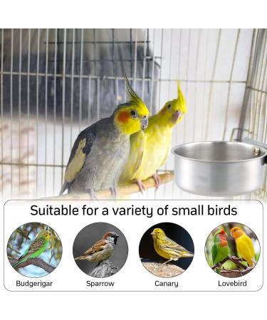 2 Pieces Bird Feeding Dish Cups Stainless Steel Parrot Food Water Bowls Animal Cage Water Food Bowl with Clamp Cage Hanging Food Bowl for Pet Dogs Parrots - Buy Online on GoSupps.com