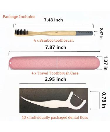 Travel Toothbrush Kit with Bamboo Toothbrushes, Floss and Case - 4 Pack - Portable Toothbrush Holder for Home, Travel, Camping - Eco-Friendly Dental Care Set - Buy Online on GoSupps.com