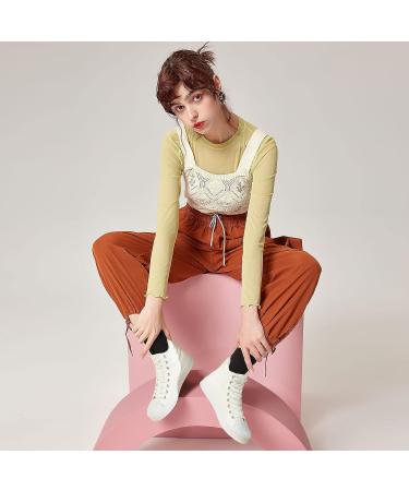Povoger High Top Sneakers for Women - Fashionable White Canvas Shoes for Casual Walking - Buy Online on GoSupps.com