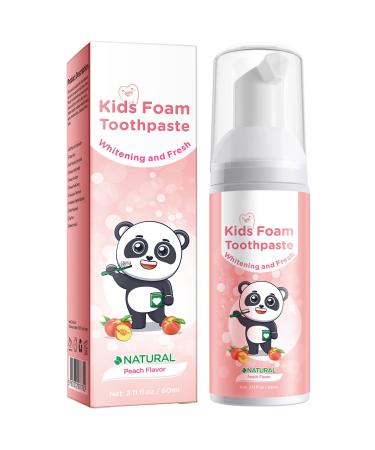 Kids Foam Toothpaste with Low Fluoride,Toddler Anti-Cavity Foaming Toothpaste Peach Flavor for U Shaped Toothbrush for Children Kids Ages 3 Plus 2.11(60ml) fl oz