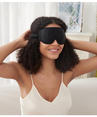 Alaska Bear Silk Eye Mask with Deep Contour Molded Cups for Beauty Sleep & Lashes Extensions Zero Pressure Sleeping Eye Cover with Gift Box Black  - Buy Online on GoSupps.com