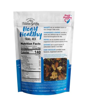Nature's Garden Heart Healthy Trail Mix - Dark Chocolate, Nuts, Seeds, Cranberries, Raisins - Gluten-Free & Non-GMO - 26oz Bag - Buy Online on GoSupps.com