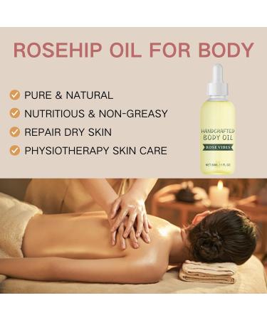 Handcrafted Rose Body Oil Rosehip Oil for Face Rose Essential Oil Body Moisturiser Body Oil for Dry Skin Hydrating & Nourishing Skin Anti Wrinkles & Fine Lines Relaxation Natural - Buy Online on GoSupps.com