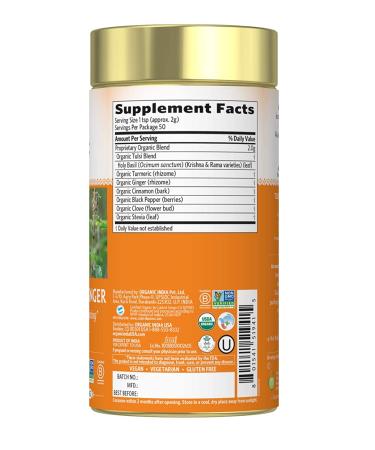 Organic India Tulsi Turmeric Ginger Tea - Stress Relief & Harmony 3.5 oz - Buy Online on GoSupps.com