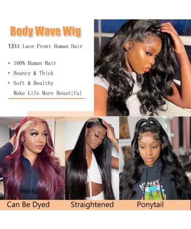 26 Inch Body Wave Lace Front Wig for Black Women | Pre Plucked 180% Density Human Hair Wig | Natural Black Color - Buy Online on GoSupps.com