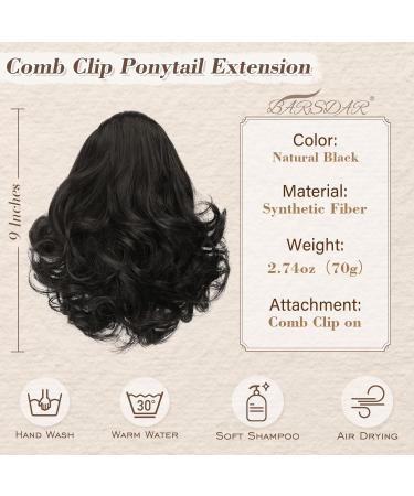 Buy BARSDAR 22CM Natural Black Kamm Clip Hair Extensions - Short Wavy Synthetic Hair for Women - Buy Online on GoSupps.com