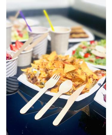 EnvoWise | Disposable Wooden Forks 100pcs/320pcs/1000pcs Pack 6.3" Length | All Natural Eco-Friendly Birchwood Utensils Biodegradable Compostable Wood Cutlery (100 Forks) - Buy Online on GoSupps.com