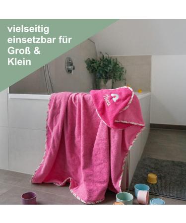 Personalized Wolimbo Hooded Towel for Babies & Children - Berry Orchid - 80x80 cm - Custom Name & Motif - Pink Rose - International Shipping - Buy Online on GoSupps.com