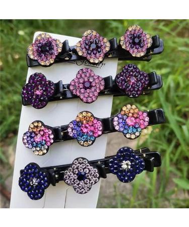 Sparkling Crystal Stone Braided Hair Clips Braided Hair Clips with 3 Small Clips Mini Waterproof Rhinestone Satin Fabric Hair Bands for Women Styling Sectioning (3PCS) - Buy Online on GoSupps.com