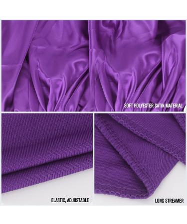 Classycoo 2PCS Large Satin Sleep Bonnet Set - Adjustable Silk Bonnet for Women and Men | Black + Purple - Buy Online on GoSupps.com