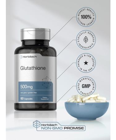 Horb ach Glutathione 500mg Reduced Supplement | 60 Capsules | Non-GMO & Gluten Free - Buy Online on GoSupps.com