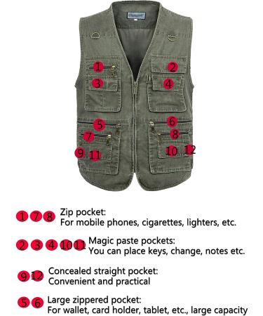 Flygo Men's Casual Black Outdoor Work Utility Vest with Multi Pockets - Buy Online on GoSupps.com