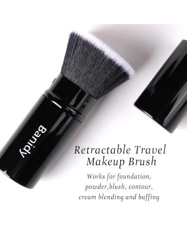 Makeup Brush Kabuki Face Brushes Retractable Travel Blush Brush Portable Flawless for Foundation Powder Blush Bronzer Buffing Liquid Cream Cruelty Free with Cover(Flat-Head) - Buy Online on GoSupps.com