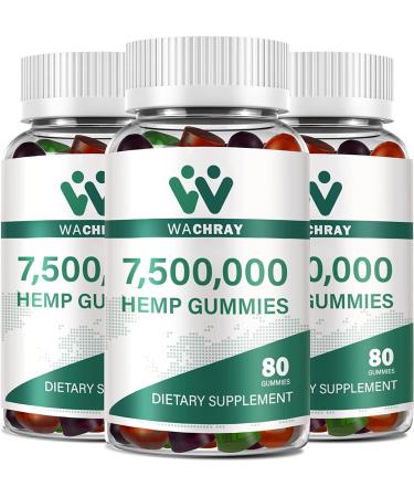 Hemp Gummies High Potency Organic Hemp Oil Extract Edible Gummy from Natural Plant Extra Strengthen Supplement Low Sugar 3-Pack