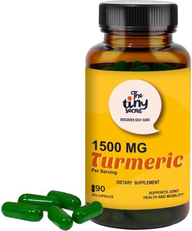 The Tiny Secret Turmeric 1500mg Supports Joints Health and Mobility with Turmeric Root Powder Extract with BioPerine (Black Pepper Extract) Non-GMO Gluten-Free Daily Nutrition - 90 Veg Capsules - Buy Online on GoSupps.com