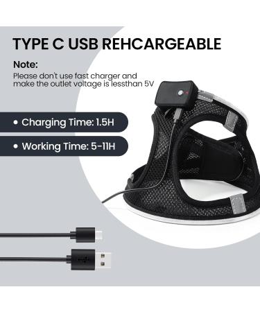 Luminous USB Charging Dog Harness - LED Light Harness for Small & Medium Dogs - Breathable & Lightweight PCEOTLLAR - Black/Blue S/M - Buy Online on GoSupps.com