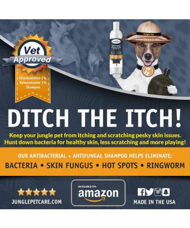 Jungle Pet Medicated Shampoo 16 oz - Antiseptic Chlorhexidine for Dogs Ringworm, Hot Spots & Allergies - Cucumber Melon Scent - Buy Online on GoSupps.com