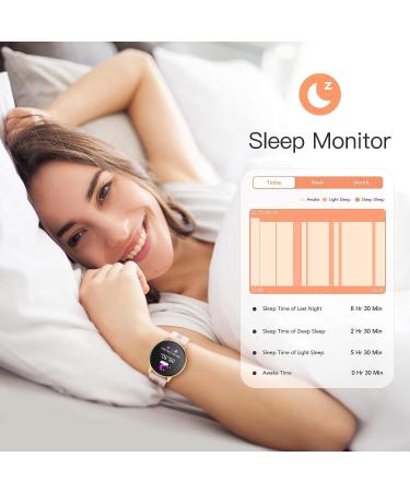 AGPTEK Women's Smart Watch - IP68 Waterproof Activity Tracker with Heart Rate Monitor & Full Touch Screen - Pink/Rose Gold - Buy Online on GoSupps.com