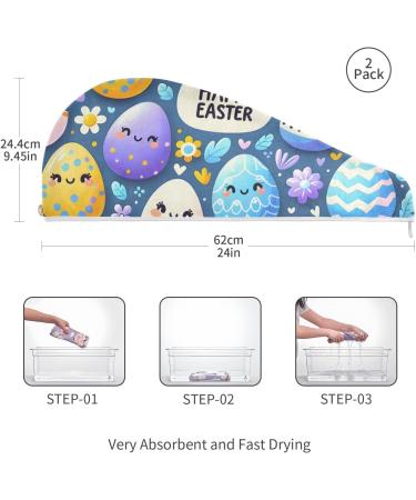 Easter Egg Hair Towel 2 Pack | Super Absorbent Quick Dry Hair Turbans for Women & Girls - Buy Online on GoSupps.com