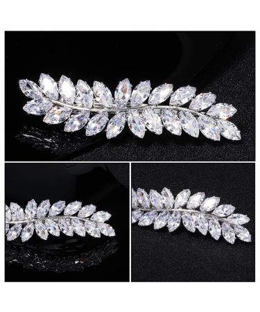 Beaupretty Rhinestone Leaf Hair Clip - Crystal Diamond Wedding Hair Barrette for Women - Silver Bridal Hair Accessory - Buy Online on GoSupps.com