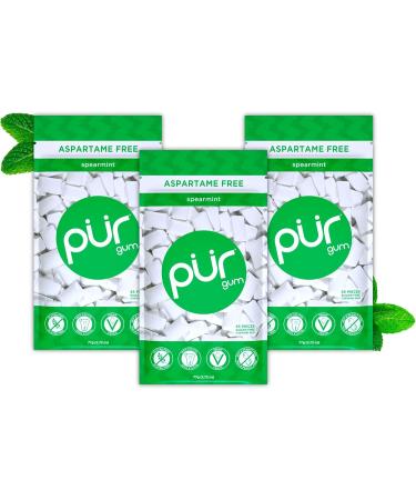 PUR Gum | Aspartame Free Chewing Gum | 100% Xylitol | Natural Spearmint Flavoured Gum 55 Pieces & Aspartame Free Mints | Made with Xylitol | Sugar Free Vegan Gluten Free & Keto Friendly Spearmint+ Polar Mint 55 count (Pack of 3) - Buy Online on GoSupps.com