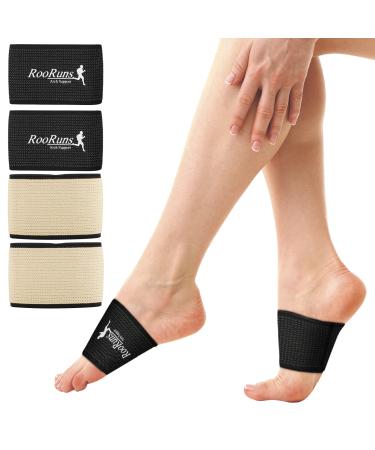 RooRuns Copper Arch Support Sleeves Compression Plantar Fasciitis Support Foot Wrap for Flat Feet Heel Spurs Fallen Arches for Women and Men (2 Pairs)
