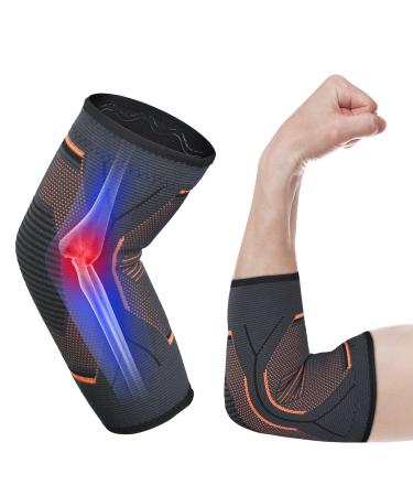 ACWOO Elbow Support Anti-slip Elbow Brace Compression Arm Supports Sleeve for Men and Women Breathable Elbow Support Brace for Tennis Elbow Golfers Elbow Arthritis Joint Pain Relief (Single L) Single-orange L