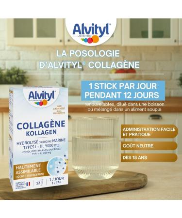 Alvityl Collagen - Hydrolyzed marine origin - Type I & III - 5 000 mg - 12 sticks - Buy Online on GoSupps.com