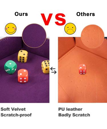 Siquk 4-Piece Foldable Hexagon Dice Tray Set - PU Leather Dice Holder for RPG, DND, Table Games - Red, Black, Blue, Violet - Buy Online on GoSupps.com
