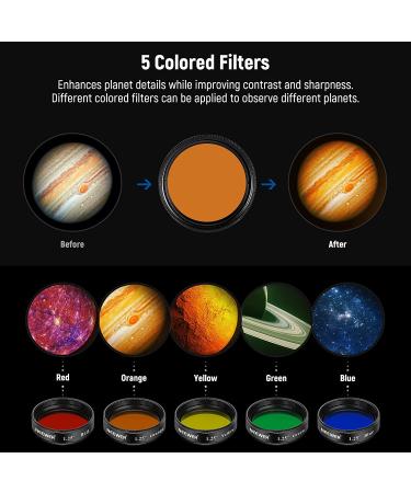 Neewer 1.25 Telescope Moon & CPL Filter + 5 Color Filters Set for Enhanced Lunar & Planetary Observation - Buy Online on GoSupps.com