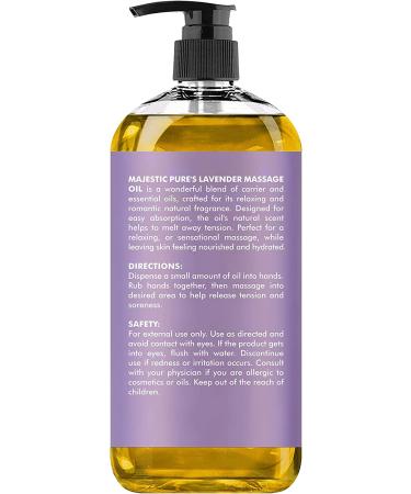 Majestic Pure Lavender Massage Oil - Calming, Soothing & Relaxing Therapy Blend for Men and Women - 8 fl oz - Buy Online on GoSupps.com