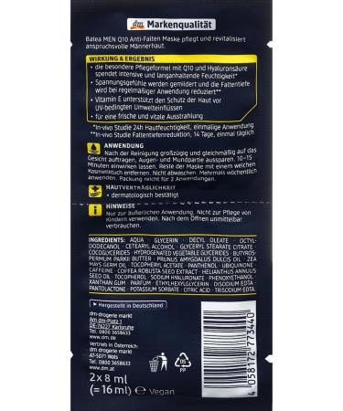  Balea Balea MEN Lot de 5 masques anti-rides Q10 (10 x 8 ml) 80 ml - Buy Online on GoSupps.com