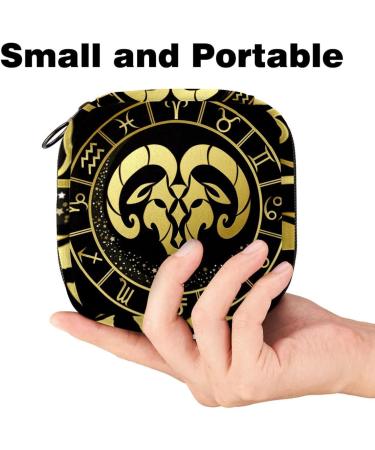 Javenproeqt Portable Women's Binding Bags | Menstrual Cup Pocket & Tampon Insert Bag for Teen Girls | Stylish Round Golden Multicolored Design - Buy Online on GoSupps.com