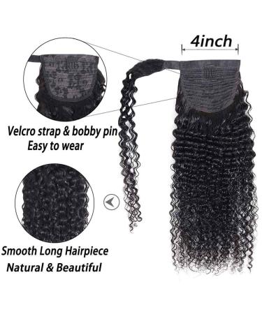 Seelaak 10A Brazilian Kinky Curly Human Hair Ponytail Extension 20 Inch - Afro Curly Wavy Clip-In Hairpiece | 1B# Color - Buy Online on GoSupps.com