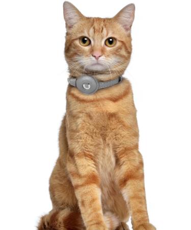 OOPSDOGGY AirTag Cat Collar with Bell - Non Breakaway Leather Kitten Collar with Apple Air Tag Holder - Lightweight Integrated GPS Pet Collars for Girl Boy Cats Small Dogs Puppies (Gray) - Buy Online on GoSupps.com