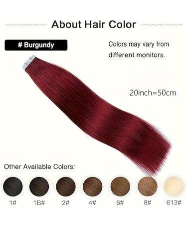 tape extensions Tape Hair Extensions 99J# Burgundy Invisible Hand Tied Tape In Hair Extensions Human Hair Adhesive Tape Extension Hair Extensions(22 inches) 22 inches #99J - Buy Online on GoSupps.com