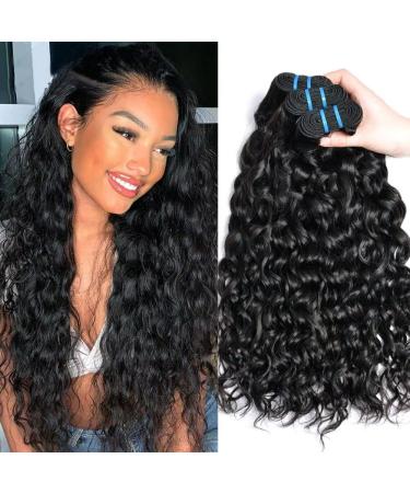 Ladiary Brazilian hair bundle real hair water Wave human hair 3 bundle 18 20 22 inch curly hair weave 9a brazilian hair remy human hair weave natural black color 18 20 22 inch