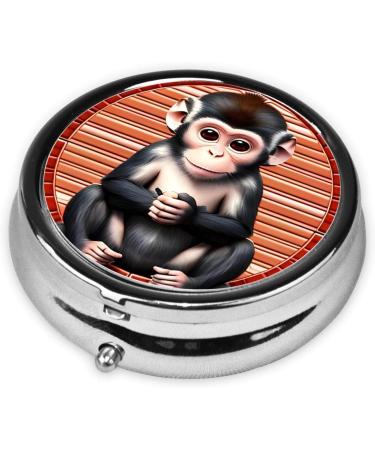 Silent Monkey Round Pill Box - 3 Compartment Portable Travel Organizer for Medications - Buy Online on GoSupps.com