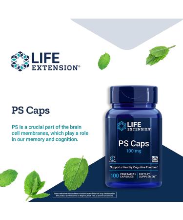 Life Extension PS Caps 100 mg - 100 Vegetarian Capsules for Cognitive Support - Buy Online on GoSupps.com