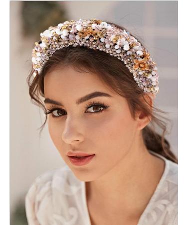 GLBCC Handmade Pink Crystal Padded Headband with Small Flower Embellishments - Buy Online on GoSupps.com